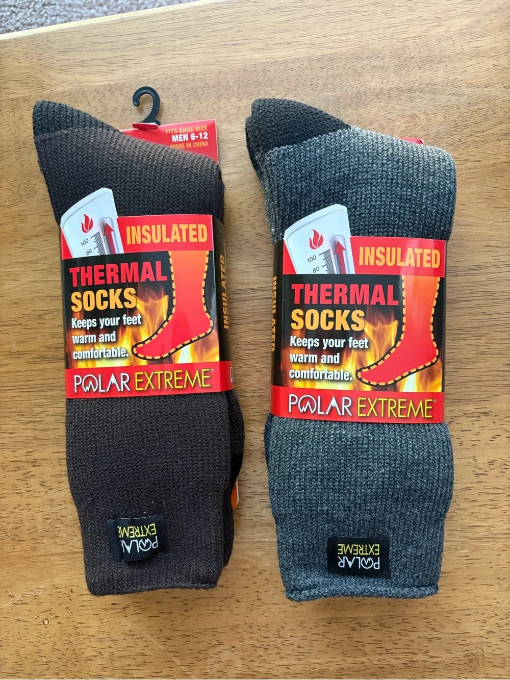 Insulated Thermal Men's Socks - Gray & Charcoal - 2 pack